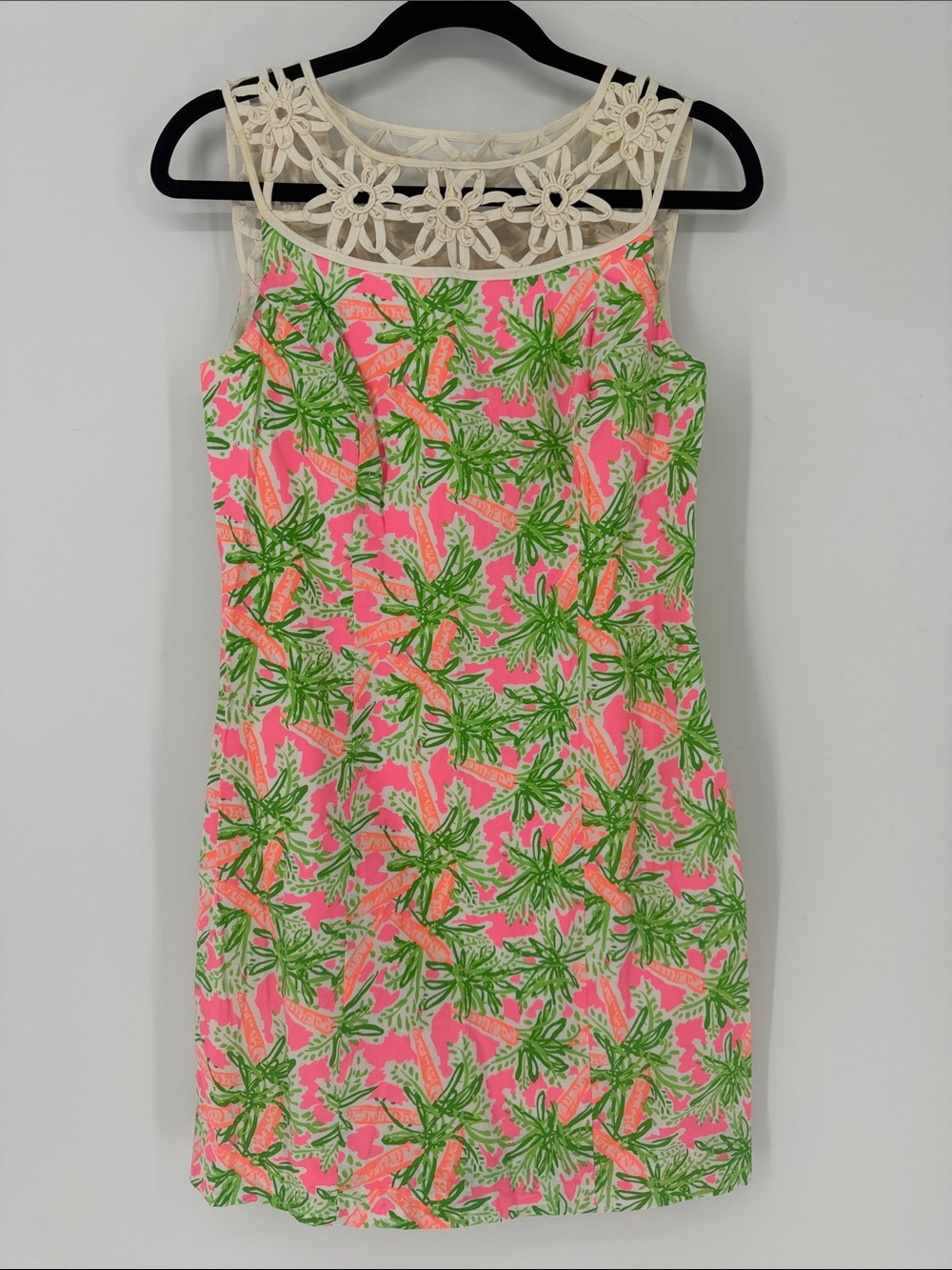 Lilly Pulitzer Size 2 Lacina Nibbles Shift Dress Crochet Lace Cutout Cotton